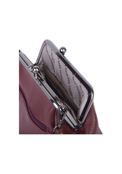 Nas Bag Mini Vintage Burslu Klipsli Kadın Omuz Ve Çapraz Çanta Bordo Victoria 20x17 Cm