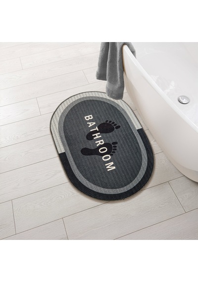 Soft Bathroom Oval Sihirli Banyo Paspası - Antrasit - 50x70 Cm Çok Renkli