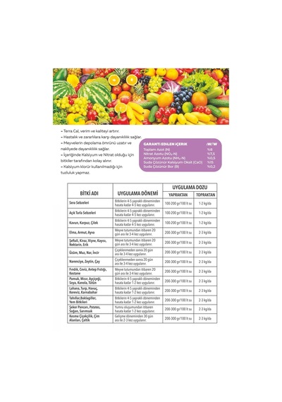 Terra Cal 1 Lt Sıvı Gübre Ec Fertilizer Kalsiyum Besin Çözeltisi 1 kg