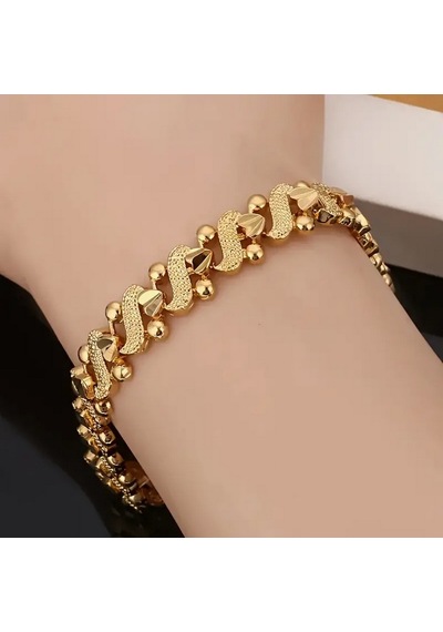 Gold Renk Otantik Motif Model Özel Günler Zarif Tasarım Yüksek Kaliteli Parlak Bileklik - 1272 Gold