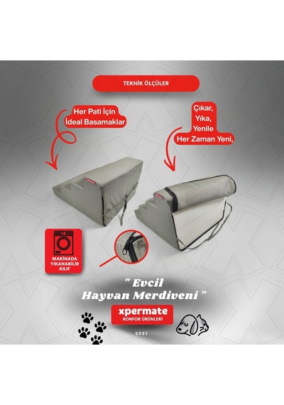 Xpermate Köpek Merdiveni Kedi Merdiveni 4 Basamaklı Evcil Hayvan Merdiveni 60 x 72 x 40 CM