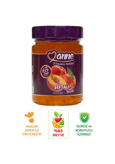 Şeftali Reçeli 400g Pancar Şekeri Ile Üretilmiştir - Glikoz, Koruyucu Içermez