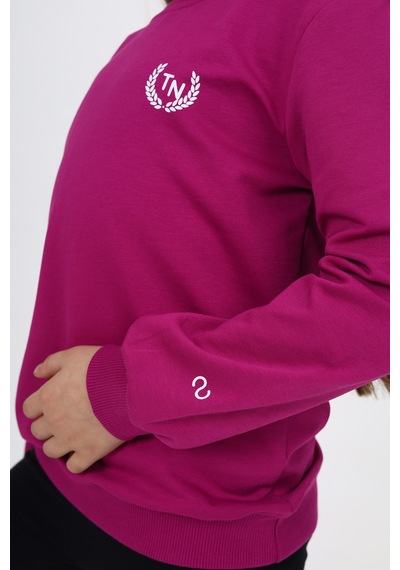 Toontoy Kız Çocuk Göğüsü Tn Baskılı Sweatshirt Mürdüm