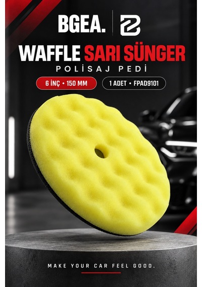 Bgea Waffle Sarı Polisaj Süngeri 6 İnç 150 Mm Cırtlı Pasta Cila Pedi