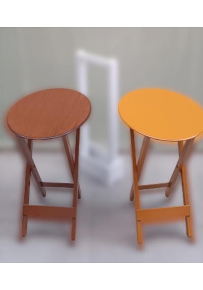 Çanta Zigon Sehpa Oval Model İkili Takım Ahşap Mdf Hardal Ve Ceviz Renk Uyumu El Yapımı