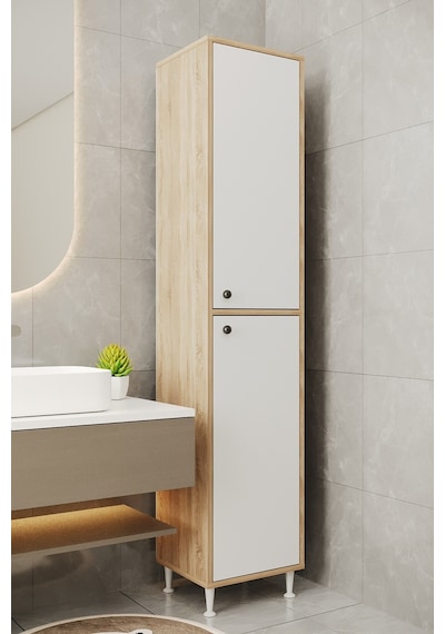 Aeka Ae-2027 Lina 2 Kapaklı Çok Amaçlı Dolap 40x180 Cm Raflı Dar Yüksek Boy Banyo Çok Bölmeli Depolama Dolabı Sonomo - Beyaz Aeka Ae-2027 Lina 2 Kapaklı Çok Amaçlı Dolap 40x180 Cm Raflı Dar Yüksek Boy Banyo Çok Bölmeli Depolama Dolabı Sonomo - Beyaz