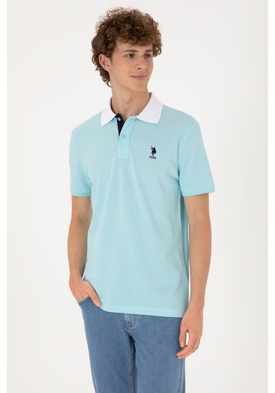 U.S. Polo Assn. Erkek Regular Fit Polo Yaka Aqua Tişört 50306809-VR007