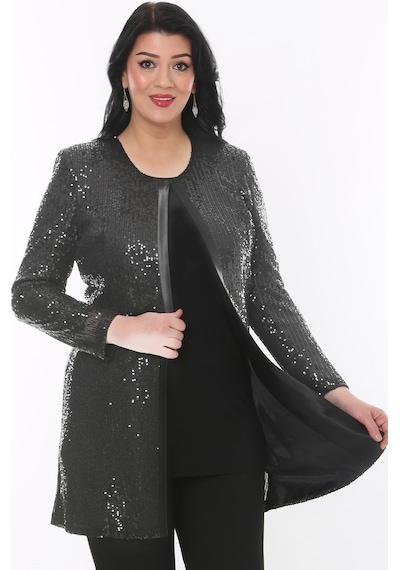 Ladies First Büyük Beden 3786 Antrasit Ceket+bluz Takım 001