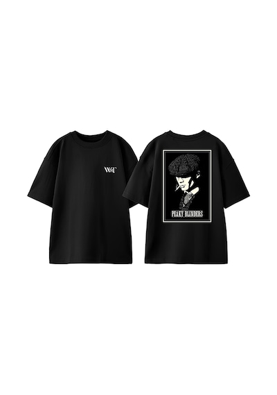 Thewert Peaky Blınders Smoke Tasarım Sırt Baskılı Pamuk Siyah Oversize T-shirt