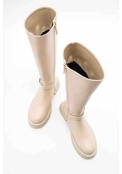 Luvishoes Covela Bej Cilt Kadın Çizme Bej