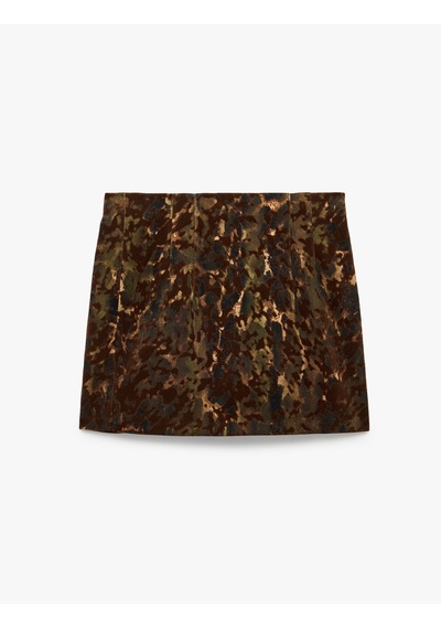 Koton Pamuklu A Kesim Gabardin Kamuflaj Desenli Mini Etek Haki Desenli 7wak70035ew