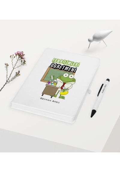 Kişiye Özel Fen Bilimleri Öğretmeni Temalı Beyaz Defter + Kalem N11.2015