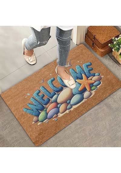 Valerine Life Deniz Taşları Ve Deniz Yıldızı Welcome Kapı Önü Paspası 45x70cm