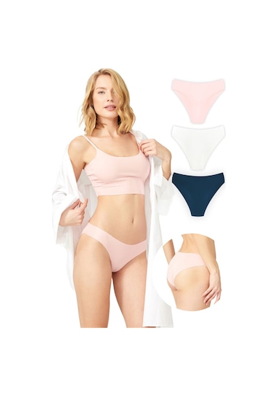 Cottonhill Klasik Basic Lazer Kesim Bikini Külot 3'lü Paket Çok Renkli 2 Çok Renkli