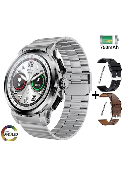 Kalobee SK43 1.65" 48 MM Amoled Ekran Akıllı Saat + 3 Kordon (İthalatçı Garantili)