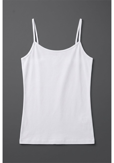 Aura Collections Kadın Pamuklu Slim Fit Askılı Atlet Yumuşak Soft Örme Basic İç Giyim Vücuda Oturan Beyaz