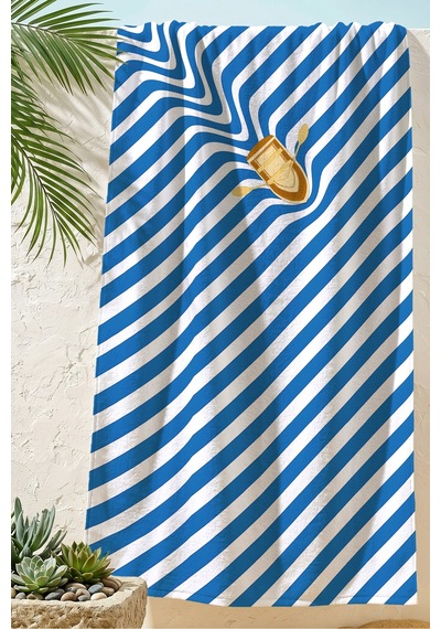 Çizgili Marine Kayık Temalı Plaj Havlusu - Modern Akdeniz Mavi Beyaz Hızlı Kuruyan Mikrofiber Havlu Dumanlı Zeytin Çizgili Marine Kayık Temalı Plaj Havlusu - Modern Akdeniz Mavi Beyaz Hızlı Kuruyan Mikrofiber Havlu Dumanlı Zeytin