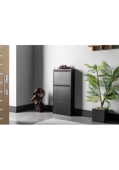 Gowoll 3 Raflı Metal Ayakkabılık Siyah Ayakkabı Rafı Metal Ayakkabı Dolabı