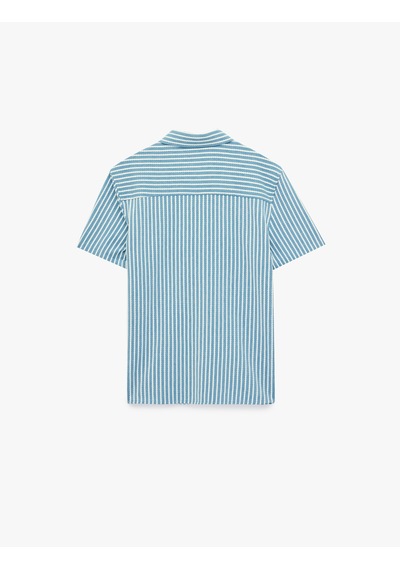 Koton Regular Fit Kısa Kollu Klasik Yaka Çizgili Gömlek Mavi Çizgili 6sam60001hk Koton Regular Fit Kısa Kollu Klasik Yaka Çizgili Gömlek Mavi Çizgili 6sam60001hk