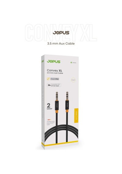 Jopus 3.5mm Aux To 3.5mm Aux Ses Kablosu Stereo Destekli Örgülü 2 Metre