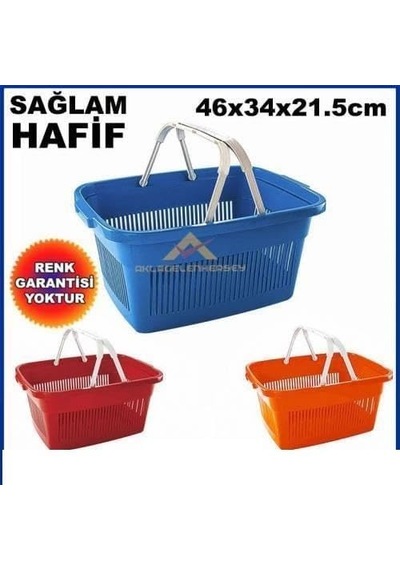 Market Sepeti Sağlam Plastikten Üretim Market İçi Hafif Alışveriş El Sepeti 46x34cm