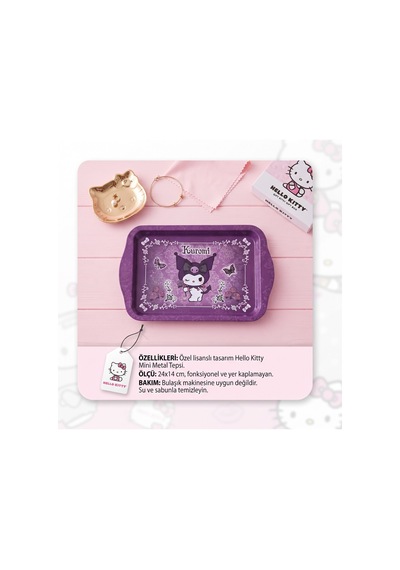 Bakgelal Kuromi Lisanslı Mini Metal Tepsi 24x14 Cm Takı, Aksesuar Ve Sunum Tepsisi - 9019234526133