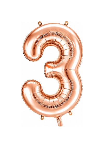 3 Rakam Folyo Balon Rose Gold Rengi 76 Cm Pembe