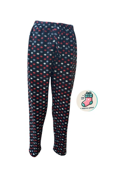 Cepsiz Kışlık Polar Kadın Pijama Altı Tek Alt Je32 - Çorap Hediye Siyah