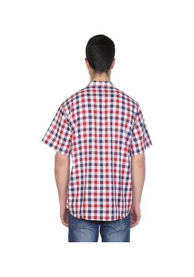 Kısa Kol Şile Bezi Hakim Yaka Erkek Tshirt Kırmızı Lacivert Karel