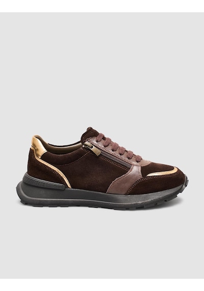 Monamae %100 Hakiki Süet Kahverengi Kadin Sneaker Kahverengi