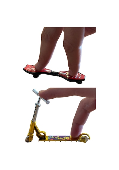 Mini Parmak Kaykay, Paten Ve Scooter Oyun Seti 3+ Yaş Çok Renkli