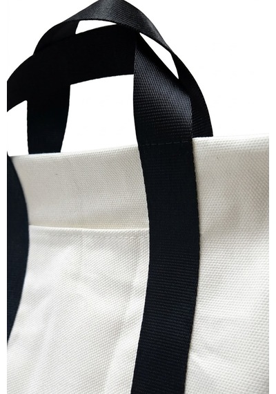 Tuttobene Harmony Mini Boy Tote Bag Kanvas Astarlı Cepli Çıtçıtlı Ayarlanabilir Askılı Kadın El Omuz Çantası - Küçük Boy Günlük Çanta Tb062 Beyaz - Siyah