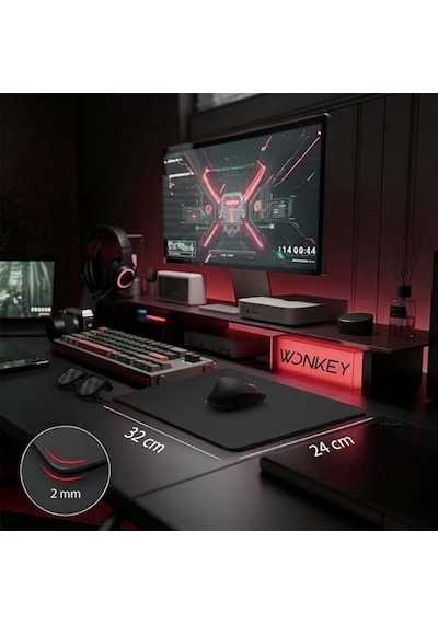 Pro - Dikişli Mouse Pad Gaming, Oyuncu Gamer Mousepad, Ofis Tipi Mouse Ped, Orta Boy Fare Altlığı, Gaming Mouse Pad 32x24 Cm - M