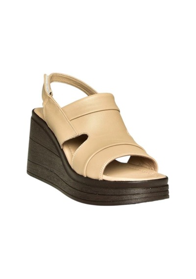 Fox Shoes U555960303 Bej Hakiki Deri Dolgu Topuklu Kadın Ayakkabı Bej-hakiki Deri