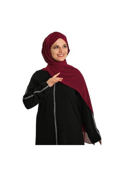 Hürrem Bone Bordo Pratik Hazır Geçmeli Bone Şal Şifon Drapeli 2507 16 bordo