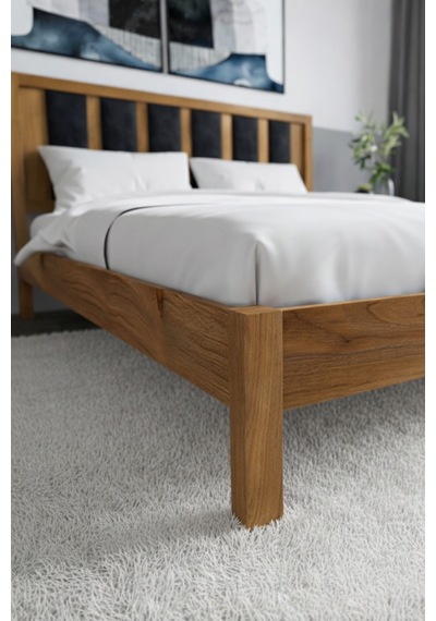 Renazzo Ori On Siyah Puf Başlıklı Masif Ahşap Karyola Ceviz 100x200 Ceviz - 100 X 200 Renazzo Ori On Siyah Puf Başlıklı Masif Ahşap Karyola Ceviz 100x200 Ceviz - 100 X 200