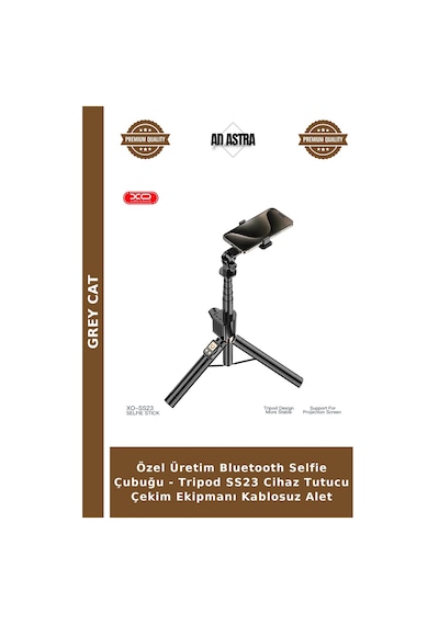 Özel Üretim Bluetooth Selfie Çubuğu - Tripod Ss23 Cihaz Tutucu Çekim Ekipmanı Kablosuz Alet