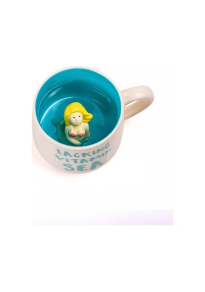 Mukko Home 3d Porselen Kupa Deniz Kızı Figürlü, 350 Ml, Eğlenceli Ve Şık Tasarım,mavi Beyaz - Çok Renkli