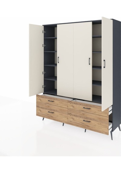 Hyperion Gardrop 10 Raflı 4 Çekmeceli 4 Kapaklı 176x44x221 Antrasit-aytaşı/çam Aytaşı/çam Hyperion Gardrop 10 Raflı 4 Çekmeceli 4 Kapaklı 176x44x221 Antrasit-aytaşı/çam Aytaşı/çam
