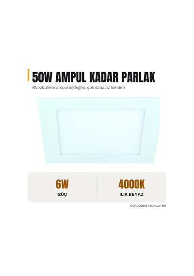 Jupıter Beyaz 6w Slim Led Panel Armatür 4000k Naturel Beyaz - Ld451-b840