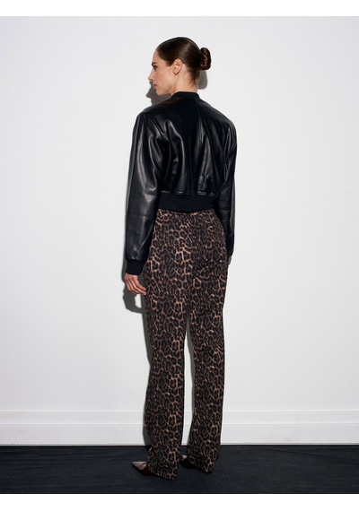 Dilvin 72083 %100 Pamuk Leopar Straight Jean-kahve Kahve