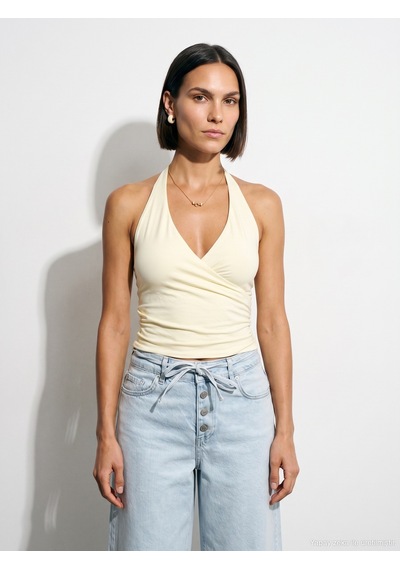 Dilvin 21268 Halter Top-açık Sarı