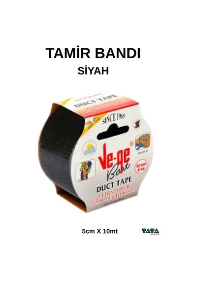 Vege -siyah- Tamir Yalıtım Bantı , Duct Tape Tamir, Hobi, Ağır Ambalaj - 5cm X 10mt - 680256998