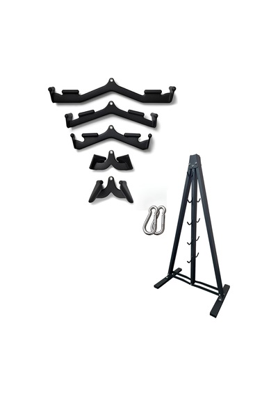 5 Li Metal Mag Aparat Seti Ve Depolama Standı - Lat Pulldown Bar - Fitness Aparat