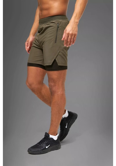 Nature The Brand Haki Unisex Gym Ve Fitness Astarlı Taytlı Şort Haki