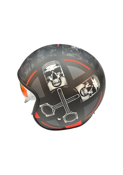 Motosiklet Kaskı Retro Güneş Vizörlü Hornet S Sv Skulls B5 Mat Kırmızı Motorcu Kask Çok Renkli