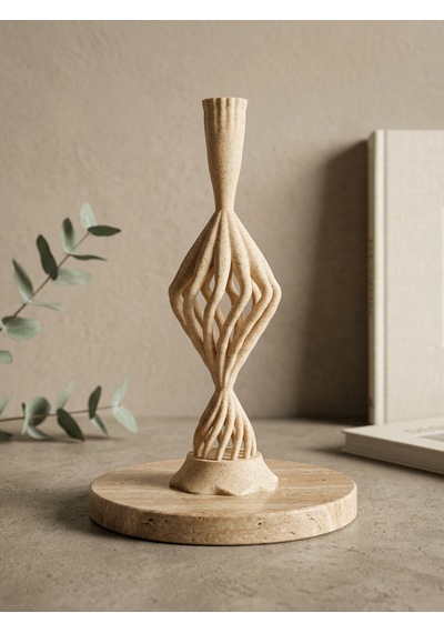 3D Taş Dokulu Mumluk Şamdan Ev Aksesuarı