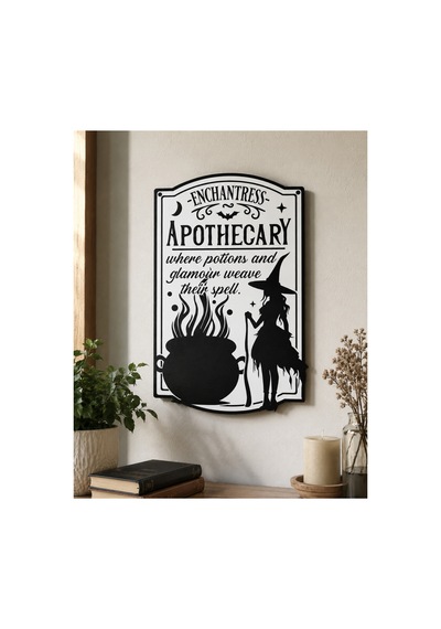 Apothecary Duvar Dekoru Cadı Tabelası Gotik Aktar Eczane Dekoru Halloween Duvar Süsü 16 25 Cm