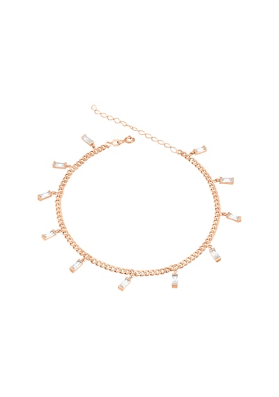 Brezza Lusso Jewelry Diktörtgen Taşlı Sallantılı Gurmet Zincir Gümüş Kadın Ayak Halhal Rose