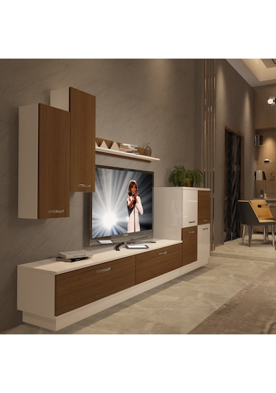 Decoraktiv Eko 6b Slm Dvd Tv Ünitesi Tv Sehpası Beyaz - Ceviz